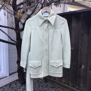 Butte Knit Beige Button Up Jacket Collared Coat True Vintage 60s Wool Blend